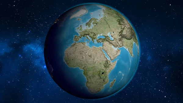 Satellite globe map centered on Libya