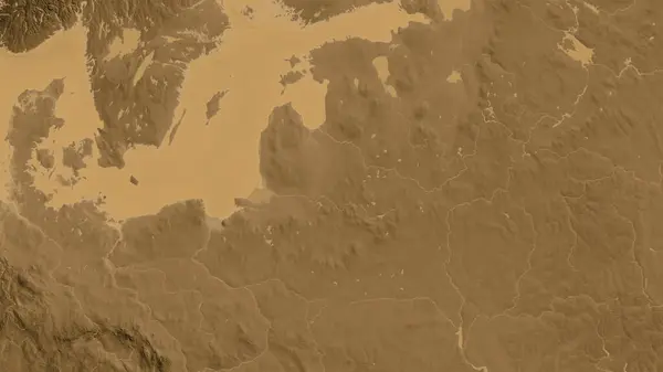 Nahaufnahme Der Asepienhöhenkarte Mit Litauen Zentrum — Stockfoto