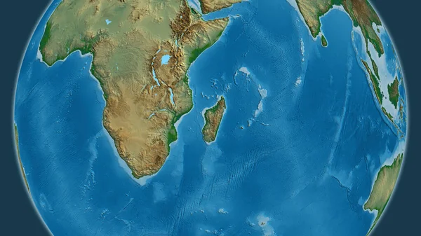 Peta Dunia Fisik Berpusat Madagaskar — Stok Foto