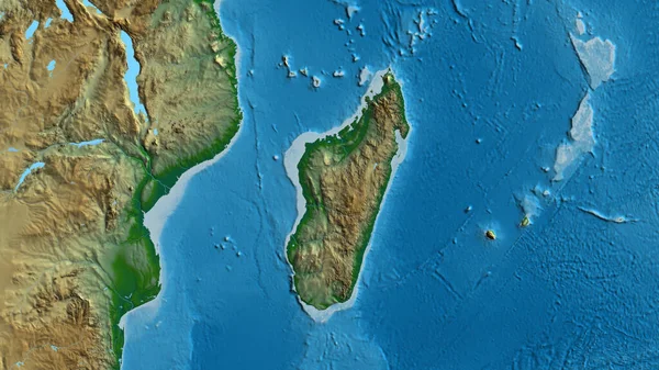 Detailní Záběr Afyzickou Mapu Soustředěnou Madagaskar — Stock fotografie