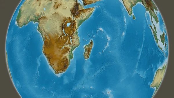 Relief globe map centered on Madagascar