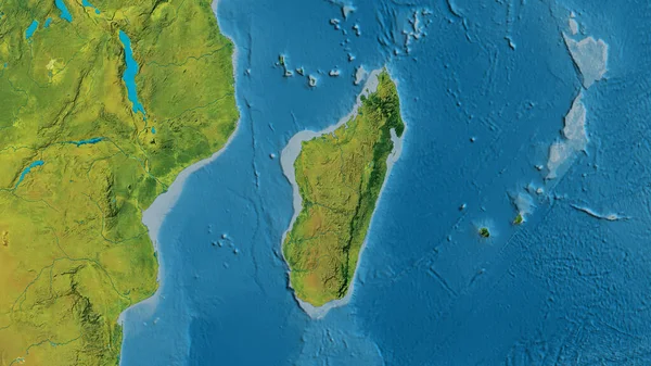 Primer Plano Del Mapa Atopográfico Centrado Madagascar — Foto de Stock