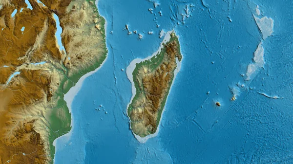 Primer Plano Del Mapa Arelief Centrado Madagascar — Foto de Stock