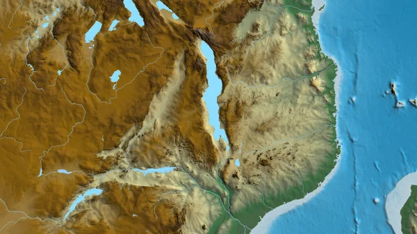 Close Mapa Arelief Centrado Malawi — Fotografia de Stock