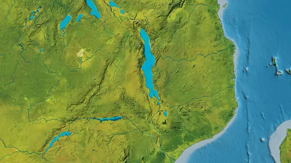 Close Van Atopografische Kaart Rond Malawi — Stockfoto