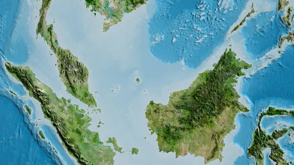 以马来西亚为中心的亚卫星地图的近距离拍摄 — 图库照片
