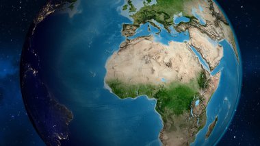 Mali merkezli uydu küresel haritası