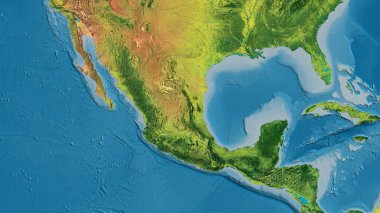 Meksika merkezli atopografik haritaya yakın çekim