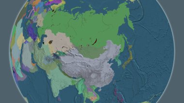Moğolistan merkezli idari dünya haritası