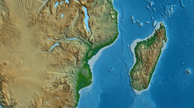 Mozambik merkezli afizik haritanın yakın çekimi