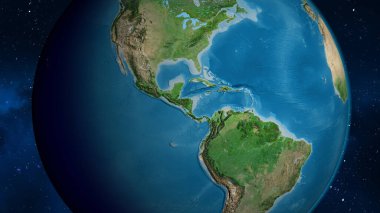 Nikaragua merkezli uydu küresel haritası