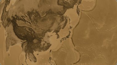 Sepia yükseklik haritası Kuzey Kore 'nin semt bölgesinde.