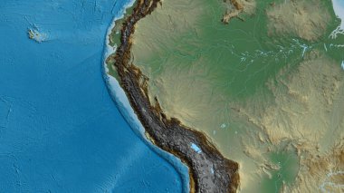 Peru merkezli arelief haritasına yakın plan