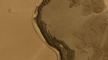 Peru merkezli asepi yükseklik haritasına yakın plan