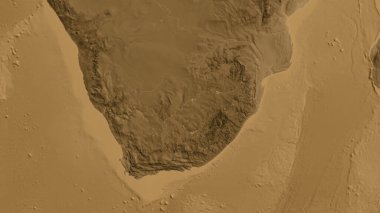 Güney Afrika merkezli asepi yükseklik haritasına yakın plan