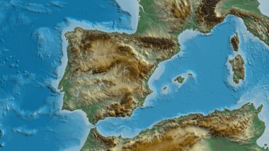 İspanya merkezli arelief haritasına yakın plan