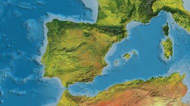 İspanya merkezli atopografik haritaya yakın plan