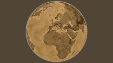 Sepia yükseklik haritası Tunus merkezli