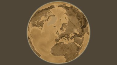 Birleşik Krallık merkezli Sepia yükseklik haritası