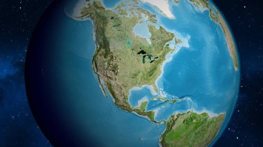 Uydu haritası Amerika Birleşik Devletleri 'nin komşu bölgesine odaklı.
