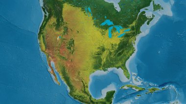 Amerika Birleşik Devletleri merkezli atopografik haritaya yakın çekim