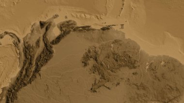 Venezuela merkezli asepi yükseklik haritasına yakın plan