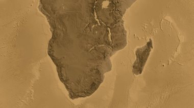 Sepia yükseklik haritası Zimbabwe mahallesinin merkezinde.