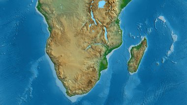 Fiziksel harita Zimbabwe mahallesine odaklı.