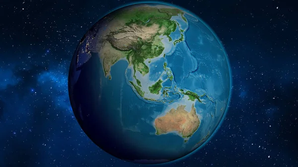 Satellite globe map centered on Malaysia
