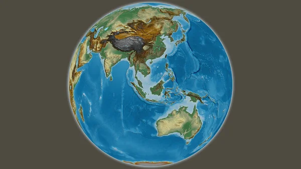 マレーシアを中心とした救援世界地図 — ストック写真