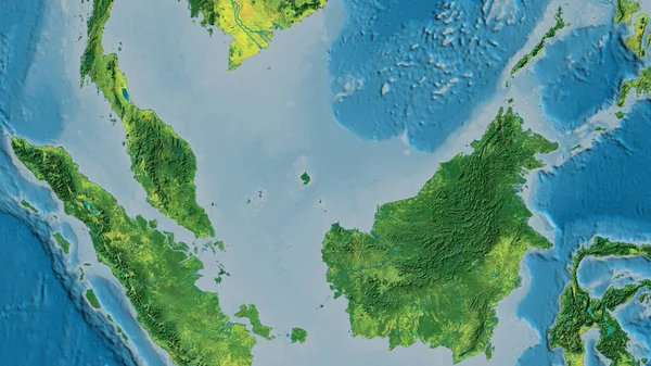 Zbliżenie Mapy Atopograficznej Skoncentrowanej Malezji — Zdjęcie stockowe