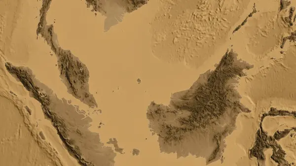 Крупный План Карты Высот Асепии Центром Малайзии — стоковое фото