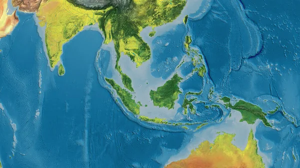 Topographic map centered on Malaysia neighborhood area