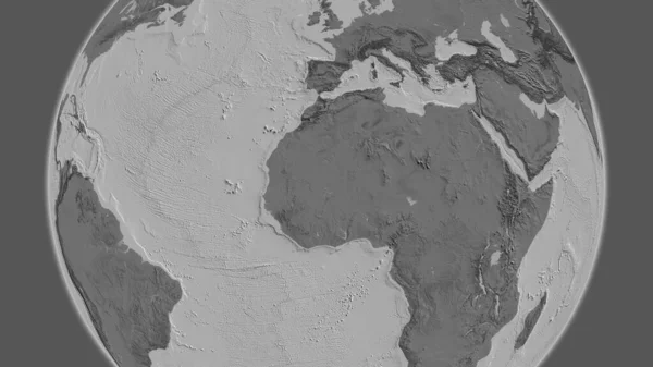Bilevel globe map centered on Mali