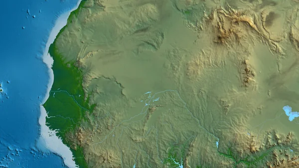 Nahaufnahme Einer Physikalischen Landkarte Mit Mali Zentrum — Stockfoto