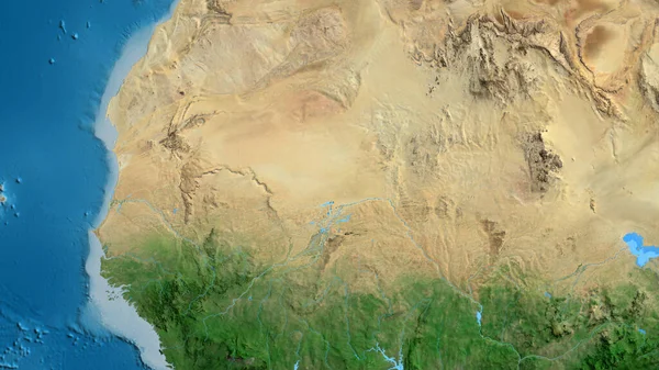 Zbliżenie Mapy Skoncentrowanej Mali — Zdjęcie stockowe