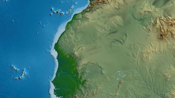 Close Mapa Afísico Centrado Mauritânia — Fotografia de Stock