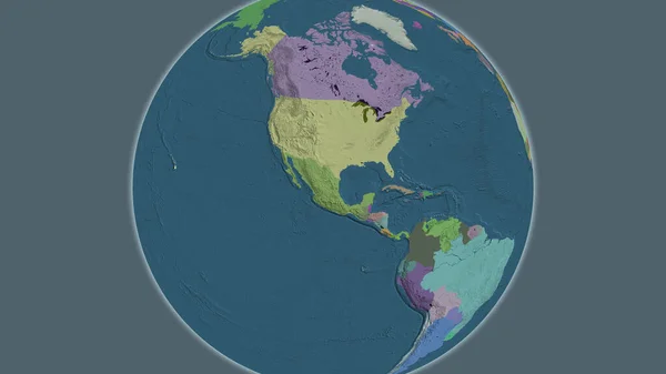 以墨西哥为中心的全球行政地图 — 图库照片