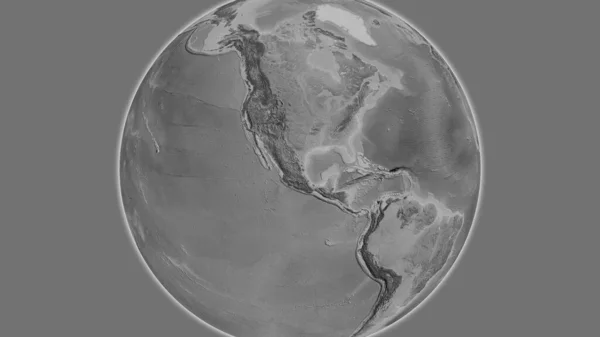 以墨西哥为中心的灰度全球地图 — 图库照片