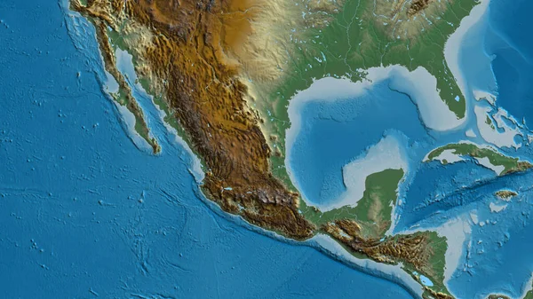 Close Arelief Map Centered Mexico — Stock Photo, Image