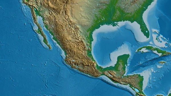 Close Aphysical Map Centered Mexico — Stock Photo, Image