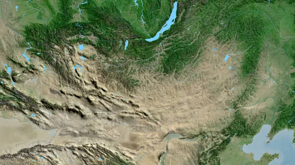 以蒙古为中心的亚卫星地图的近距离拍摄 — 图库照片