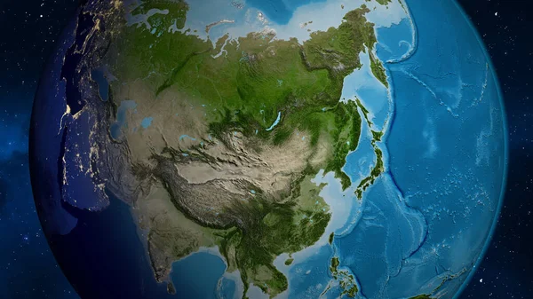 Χάρτης Δορυφορικής Σφαίρας Επίκεντρο Μογγολία — Φωτογραφία Αρχείου