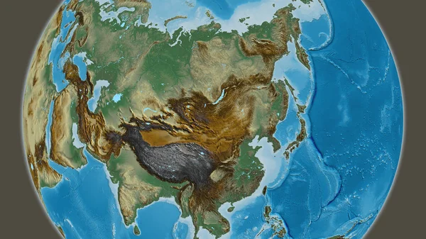 Relief Wereldkaart Gecentreerd Mongolië — Stockfoto