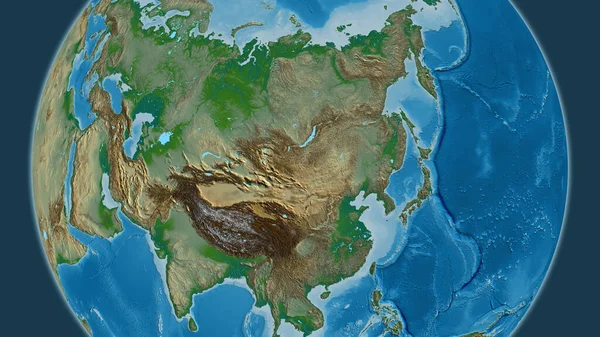 Peta Dunia Fisik Berpusat Mongolia — Stok Foto