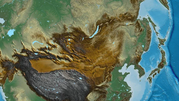 Reliéfní Mapa Zaměřená Okolí Mongolska — Stock fotografie