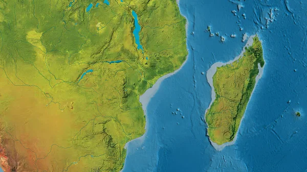 Detailní Záběr Atopografickou Mapu Zaměřenou Mosambik — Stock fotografie