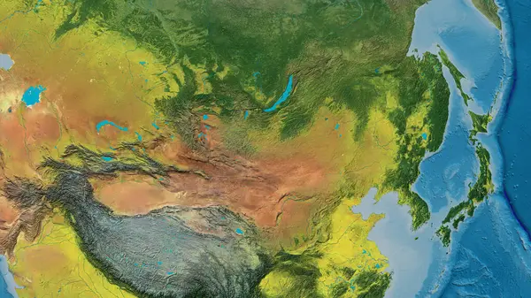 stock image Topographic map centered on Mongolia neighborhood area