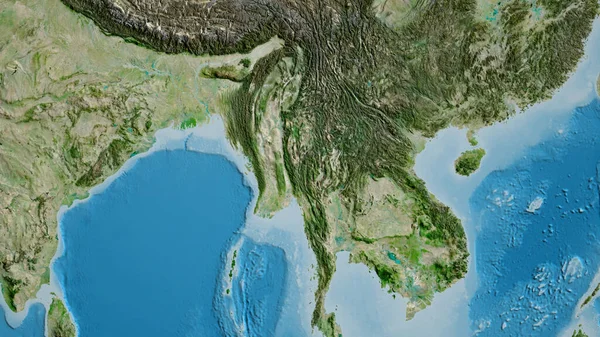 ミャンマーを中心とした衛星地図のクローズアップ — ストック写真