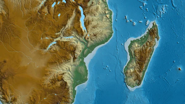 Primer Plano Del Mapa Arelief Centrado Mozambique — Foto de Stock